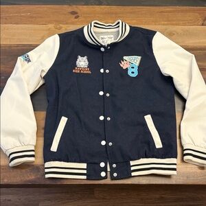 Netflix Stranger Things Kids Varsity Jacket - Navy and White
